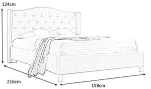 Kárpitozott ágy ASPEN 140 x 200 cm szürke/tölgy