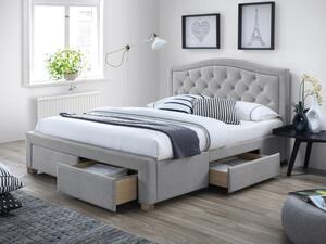 Kárpitozott ágy ELECTRA 140 x 200 cm szín szürke / tölgy