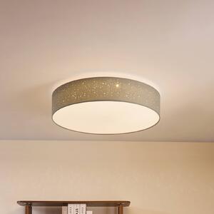 Lindby LED mennyezeti lámpa Ellamina, 60 cm, világosszürke, textil, dimmelhető, Alu / szürke / cink, Nappali / Étkező, Textil / szövet / selyem, Modern