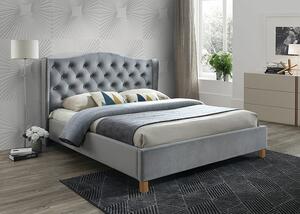 Kárpitozott ágy ASPEN VELVET 180 x 200 cm szín szürke / tölgy