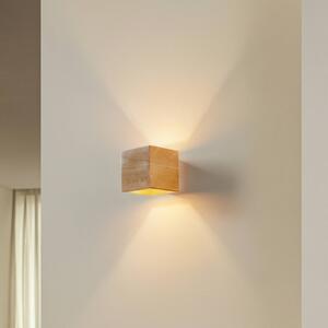 SOLLUX LIGHTING Ara fali világítás, fa kocka, dimmelhető, Világos fa, Nappali / Étkező, Fa, Modern