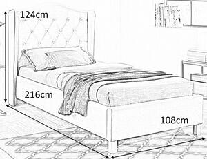 Kárpitozott ágy ASPEN VELVET 90 x 200 cm szín szürke/ tölgy