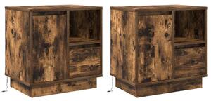 Éjjeliszekrény 2 db Füstölt tölgy 50 x 34,5 x 50 cm Szerelt fa