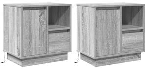 Éjjeliszekrény 2 db Szürke 50 x 34,5 x 50 cm Szerelt fa