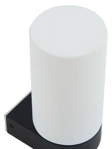 Lucande Basolo fürdőszobai fali lámpa, fekete, magasság 17.2 cm, üveg, dimmelhető, Fehér / opál, Fürdőszoba, fém, Modern