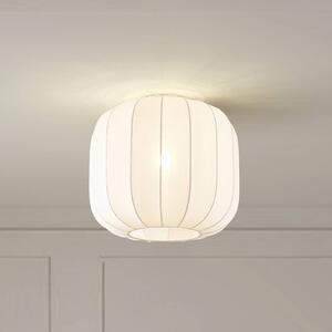 Lindby Helin mennyezeti lámpa, fehér, szövet, Ø 35 cm, dimmelhető, Fehér / opál, Nappali / Étkező, Textil / szövet / selyem, Skandináv