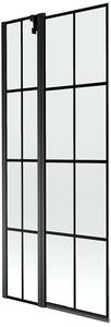 Mexen Flip 2-szárnyú fürdőkádparaván, 80 x 150 cm, fekete rácsos, fekete - 894-080-101-70-77