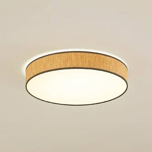 Lindby LED mennyezeti lámpa Jutis, bézs, tengeri moszat, Ø 50 cm, Világos fa, Nappali / Étkező, Fa, Modern
