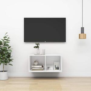 Fehér szerelt fa falra szerelhető TV-szekrény 37 x 37 x 72 cm