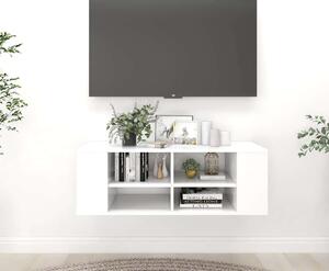 Fehér szerelt fa falra szerelhető TV-szekrény 102 x 35 x 35 cm