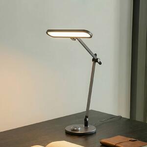 Lindby LED-es asztali lámpa Elvir, szürke, alumínium, magasság 53cm, CCT, dimmelhető, Alu / szürke / cink, Nappali / Étkező, Alumínium, Modern