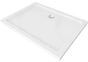 Mexen Flat téglalap alakú slim zuhanytálca 80 x 70 cm, Fehér, szifon Króm - 40107080