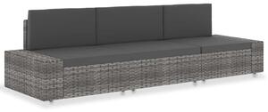 3 személyes szürke elemes polyrattan kanapé