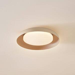 Lindby LED mennyezeti lámpa Florie, bézs, fém, Ø 40 cm, Krém / borostyánsárga, Nappali / Étkező, Műanyag, Modern