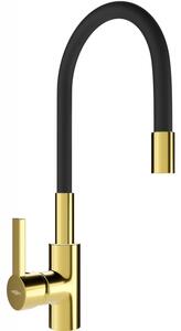 Mexen FLEX - Magas csap / mosogató, fekete / arany, 670900-57