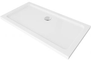 Mexen Flat téglalap alakú slim zuhanytálca 120 x 70 cm, Fehér, szifon Króm - 40107012
