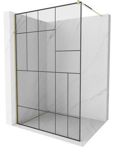 Mexen Kioto zuhanyparaván 80x200 cm 8 mm, arany profil, üveg fekete minta 2, 800-080-101-50-78