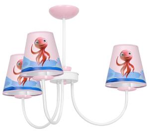 Milagro Oktopus Lola mennyezeti gyereklámpa, rózsaszín-színes, 3xE14 foglalattal