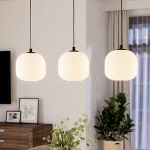EGLO Mantunalle függőlámpa, 120 cm hosszú, fekete/fehér, 3 lámpás., dimmelhető, Fehér / opál, Nappali / Étkező, Üveg, Skandináv