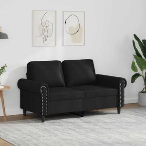 2 személyes fekete műbőr kanapé 120 cm