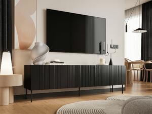 TV-állvány Evavese 103, Közepes sűrűségű farostlemez, Laminált forgácslap, 60x201x40cm, Fekete