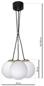 Milagro Sparta függesztett lámpa, 40x40 cm, fekete-fehér, 3xE14 foglalattal