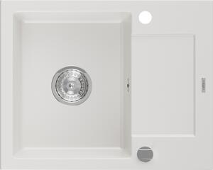 Mexen Enzo - gránit mosogató 57,6x46,5 cm, 1 kamrás, fehér, 6506571005-20