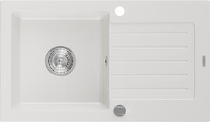 Mexen Pablo - gránit mosogató 75,2x43,6 cm, 1 kamrás, fehér, 6510751010-20