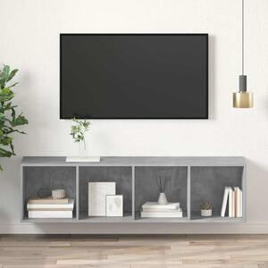 Betonszürke szerelt fa fali TV-szekrény 37x37x142,5 cm