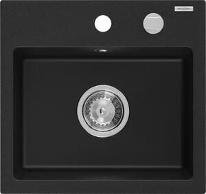 Mexen Milo 1-medencés gránit mosogató 435 x 410 mm, Fekete - 6505441000-77