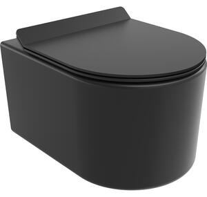 Mexen Sofia Rimless WC csésze lecsapódásmentes slim duroplaszt üléssel, fekete matt - 30540185