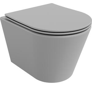 Mexen Rico Rimless WC csésze lassan záródó vékony ülőkével, duroplast, világosszürke matt - 30724061