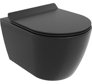 Mexen Carmen pálya nélküli WC-csésze lassan lecsukódó Slim deszkával, duroplast, fekete matt - 30880185