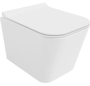 Mexen Teo Rimless WC csésze lassan záródó vékony duroplast ülőkével, fehér fényes - 30850700