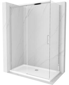 Mexen Omega zuhanykabin tolóajtóval 130 x 70 cm, átlátszó, króm + Flat zuhanytálca - 825-130-070-01-00-4010