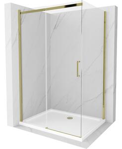 Mexen Omega tolóajtós zuhanykabin 120 x 90 cm, átlátszó, arany + Flat zuhanytálca - 825-120-090-50-00-4010