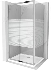 Mexen Apia zuhanykabin tolóajtóval 100 x 70 cm, átlátszó üveg / csík-króm profil + zuhanytálca, 840-100-070-01-20-4010