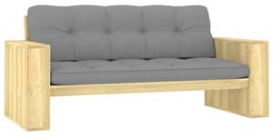 Impregnált fenyőfa kerti pad szürke párnákkal 179 cm