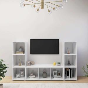 3 db fehér szerelt fa TV-szekrény 107 x 35 x 37 cm