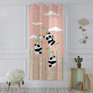 Panda Garden rózsaszín pamut gyerekfüggöny, 140 x 265 cm - Moshi Moshi