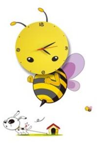 Milagro Bee fali LED óra, színes, matricával, sárga