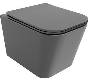 Mexen Teo WC Rimless WC lappal vékony, hőre keményedő, sötétszürke matt, 30854071