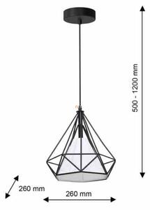 Milagro Triangolo függesztett lámpa, 26x26 cm, fekete-fehér, 1xE27 foglalattal