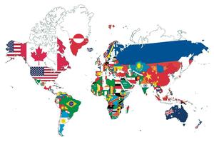 Tapéta világtérkép zászlókkal fehér háttéren