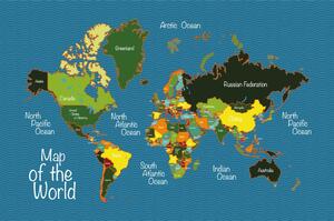 Öntapadó tapéta stílusos világtérkép