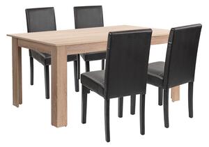 Leon 4+1 étkező garnitúra sonoma tölgy-fekete