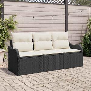 Kerti Kanapé Szett 3 db Fekete polirattan