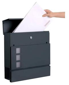 Modern postaláda újságtartóval, antracitszürke