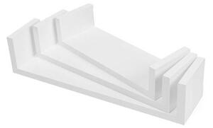Fali polc 3 db-os szett, 30/35/40 cm, magasfényű fehér