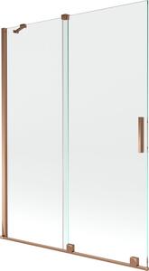 Mexen Velar Kádparaván 2 részes csúszó 130 x 150 cm, átlátszó nano, rózsa arany - 896-130-000-01-60 Kádparaván